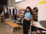 Amateur brunette babe seduces her own emplyee and bangs him for us 2/16