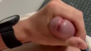 Public hotel stairwell jerkoff with cum
