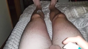 Foot play and cum shot.