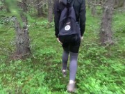 Hiking adventures fucking buble butt next to the tree in public park with cumhot on her ass 1/16