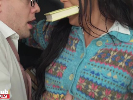FAKEhub - Quick cum in panties in the college study room leads to petite girl getting dripped on
