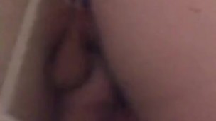 Pretty boy throbbing clit shaking ass fucking dildo