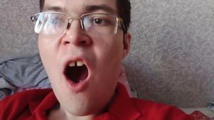 Eating own frozen cum as a dessert