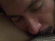 Brunette amateur gets a mouthful before riding her boyfriends dick 10/16