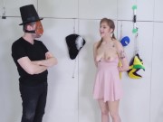 BDSM teen sub Rebecca Vanguard toyed following clamping humiliation and blowjob 3/16