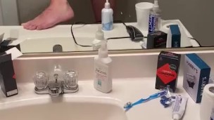 Moaning from huge dildo before I shower 