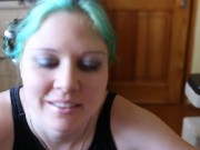 Bluehair stepsister does handjob for stepbrother 3/16