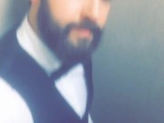 Guy wearing uniform touches his cock because he is excited