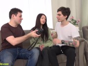 small tits teen Julia Moon enjoys her first rough ass fucking in front of her cuckold boyfriend 1/16