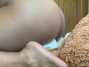 Dry Humping My Teddy Bear w A THONG On | EXTREMELY Hairy Black Pussy 16/16