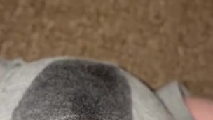 Up close piss in my grey boxers