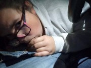 Nerdy step sister sucks me dry in car parking lot after a night out 11/16