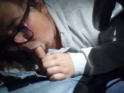 Nerdy step sister sucks me dry in car parking lot after a night out 13/16