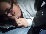 Nerdy step sister sucks me dry in car parking lot after a night out 15/16