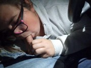 Nerdy step sister sucks me dry in car parking lot after a night out 16/16