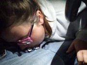 Nerdy step sister sucks me dry in car parking lot after a night out 3/16