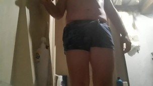 Trying to hold it in my short shorts.........I failed!