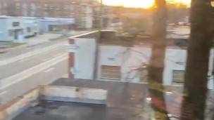 My cock wanted to say "Good morning" to the city from our hotel room (short clip)