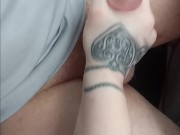 Big cumshot hand job while driving 12/16