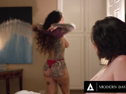 MODERN-DAY SINS - Massive Natural Tits Lesbian Arabelle Raphael Sneaks Out To Satisfy Cock Cravings!
