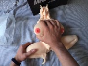 Horny guy intensively Fucks a sex doll with big boobs, heavy breathing. Unboxing MRLsexdoll POV 6/16