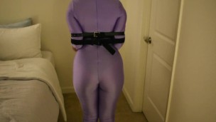 Purple Bondage Doll Spanked