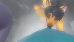 Catching a Femboy Fox sucking dick in a public gym shower