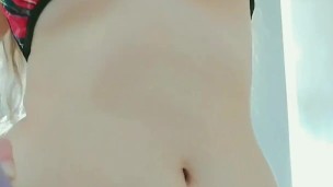 Just a naughty student showing her body and sucking a bit her hentai's dildo 