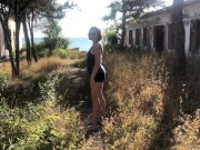 Outdoor handjob in abandoned resort houses near the Sea 1/16