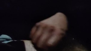 Tattooed guy jerks bushy cock and CUMS in his car