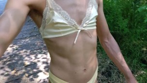 Sexy Yellow Lingerie outdoor 