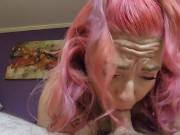 Gagging throatpie from Latina M.I.L.F. has him bust back to back nuts! 4/16