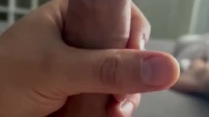 Stroking my big white cock 
