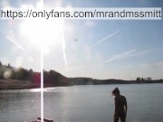 Russian milf came to fuck on a public beach