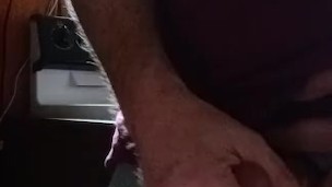 Jerkin off on a pizza in boxers