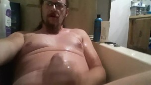 Peeing all over while I jerk my cock!