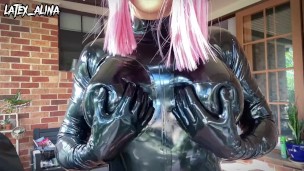 Squeezing Big Juicy Latex Boobs 