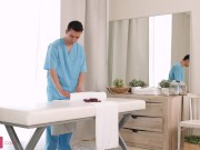 Polly White - Slim blonde creampied after awesome sex with skilled masseur 1/16