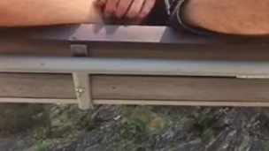 Gay twink jerking off on a public bench... almost got caught!