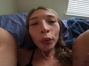19 year old tinder slut eats creampie from her own pussy 7/16