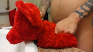 Daddy and teddy play while mom is away