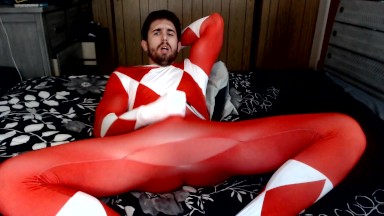 Red Ranger cums in suit