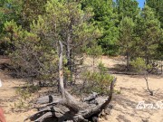 redhead milf pissing in the woods standing on a log 4K 60fps 16/16
