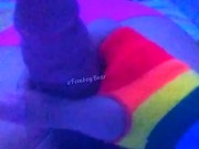 Cute Rainbow Femboy Showing Off then Jerking Off