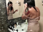 He fucks her in the hotel bathroom
