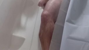Sean taking a shower