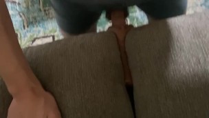 Uncut twink fucks pocket pussy, in roommate’s boxers 