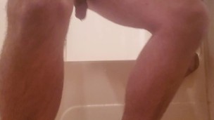 Deep anal dildo lots of precum