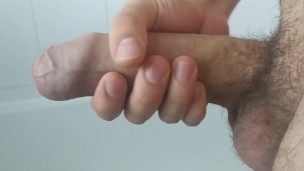 I like to bounce my flaccid dick until it gets hard. Enjoying the shower time