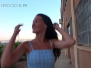 Horny old man fucks a teen hard on the street and gets caught penetrating her 1/16